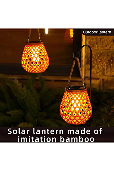 Choice فانوس شمسي خارجي قطعة واحدة، بتصميم مستوحى من الخيزران. يُستخدم لتزيين الأفنية والفيلات والحدائق.