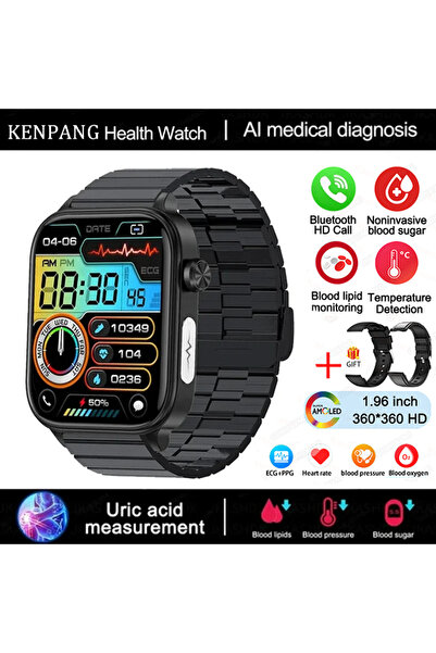 Choice Health monitoring Black-Steel-B-2A 2024 New ECG+PPG Medical Grade Smart Watch Men Blood Glucose Bloo