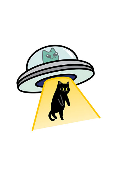 Choice ملصق فينيل إبداعي مقاوم للماء بتصميم قطة وجسم طائر مجهول، مقاس 14.5 × ...