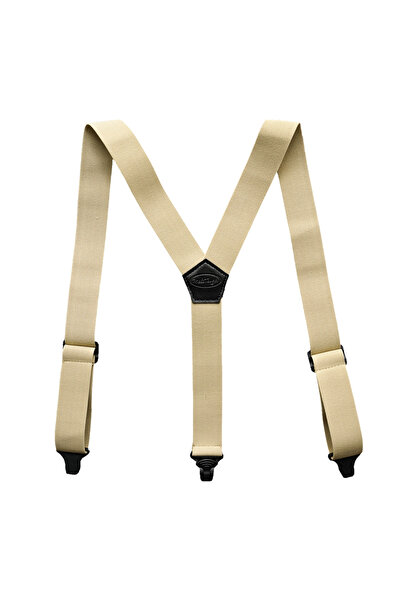 Choice Khaki Melo Tough Y back suspenders airport friendly Suspenders,NO buzz with Plastic Clip 1.5 inch fu
