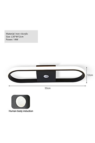 Choice مصباح سقف أسود محايد اللون بقوة 14 واط مزود بمستشعر حركة PIR، مناسب لغرف النوم والمعيشة، يعمل بجهد كهربائي AC85-265V