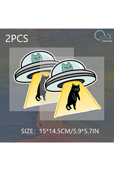 Choice ملصق فينيل إبداعي مقاوم للماء بتصميم قطة وطبق طائر، مقاس 15×14.5 سم، ر...
