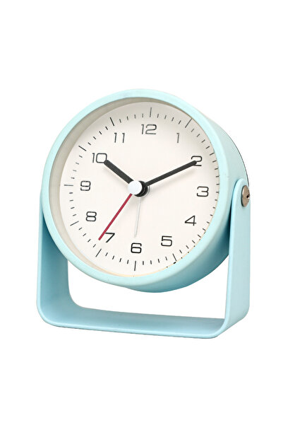 Choice ساعة منبه معدنية صغيرة إبداعية باللون الأزرق الفاتح، قطعة واحدة، ساعة مكتبية صامتة مصممة خصيصًا للطلاب، تصميم بسيط