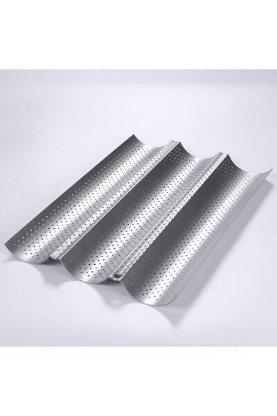 Choice قالب خبز فرنسي فضي بثلاثة أخاديد، قالب خبز مموج، قالب كيك ومعجنات للفرن