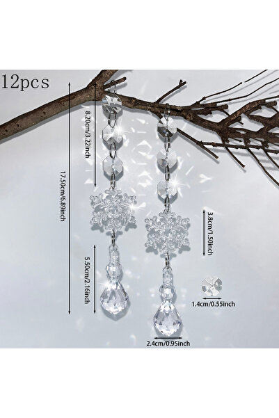 Choice ZY-0012 12 قطعة من قلادات ندفة الثلج الماسية أكريليك، زينة عيد الميلاد...