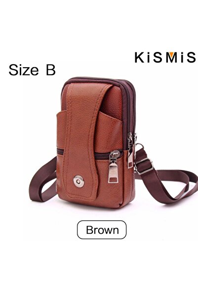 Choice Size B Brown KISMIS Fashion Men's Leather Waist Bag - Multifunction Fa...