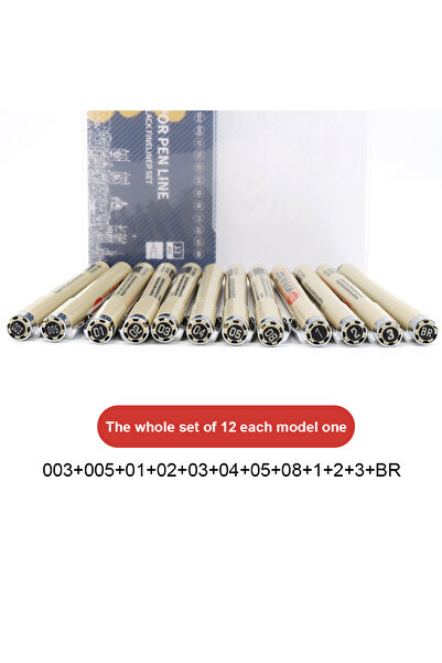 Choice 12Pcs set 12 Tip Pigment Liner Micron Ink Marker Pen for Manga Draw Sketching Needle Pen Hook Line P