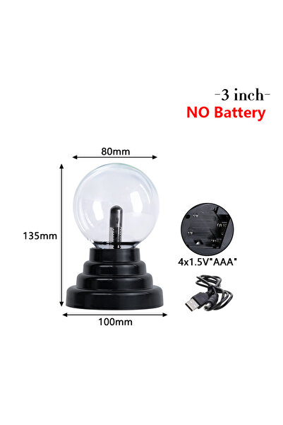 Choice 3 inch Battery -USB 3 Inch Novelty Glass Magic Plasma Ball Lamp 220V T...