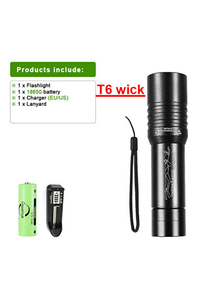 Choice ZOOM IPX8-18650 battery Zoom Diving 200M Underwater Flashlight Led Rechargeable Portable Professiona