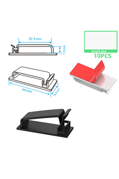 Choice black-10PCS 50Pcs Self Adhesive Cable Management Clips, Cable Organize...