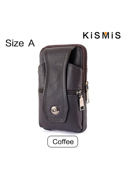 Choice Size A Coffee KISMIS Fashion Men's Leather Waist Bag - Multifunction F...