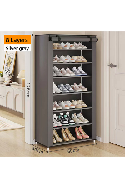 Choice خزانة أحذية من 8 طبقات، قطعة واحدة، مصنوعة من قماش مقاوم للغبار، منظم ...