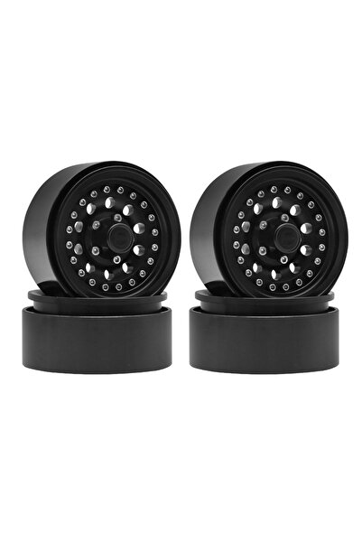 Choice أربع قطع من جنوط العجلات المعدنية السوداء مقاس 1/10 ذات قفل الخرز، مقاس 1.9 بوصة، لسيارات التحكم عن بعد من نوع Axial SCX10 III Capra 90046 AXI0 بمقياس 1/10