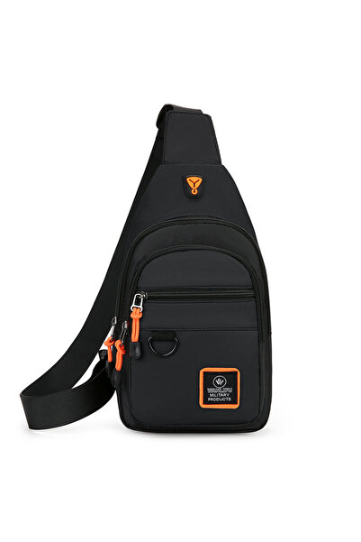 Choice حقيبة صدر رجالية سوداء، حقيبة كتف كاجوال، حقيبة كروس متعددة الوظائف لل...