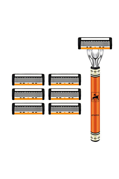 Choice4 1handle 6 blades 6-layer razor blade, men's stainless steel blade, classic water washed razor, shar