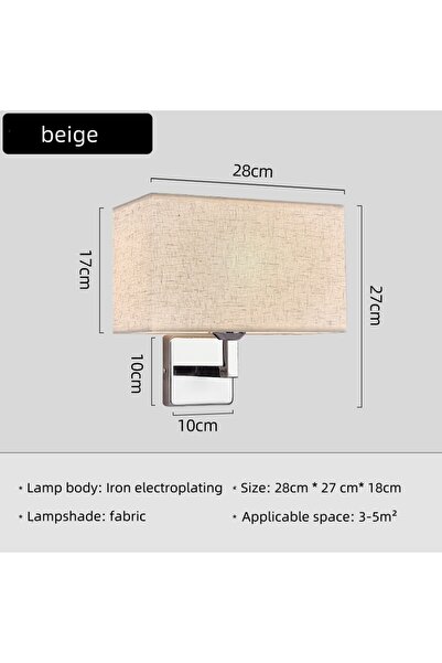 Choice مصباح حائط من القماش من النوع A-بيج E27 مزود بمفتاح تشغيل، ضوء LED موضعي، مناسب للقراءة، مناسب لغرفة النوم أو الدراسة.