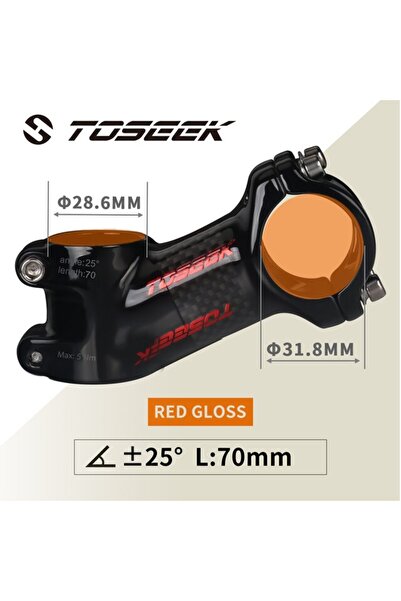 Choice 25Degree-70mm-Glossy Toseek Stem MTB Carbon + Aluminum Mtb Handlebar S...