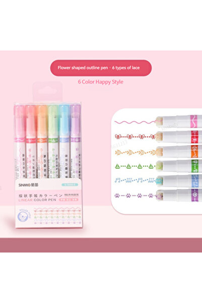 Choice أقلام تحديد ملونة بتصميم أنيق، 6 قطع، برأس دوار منحني، أقلام تحديد جرا...