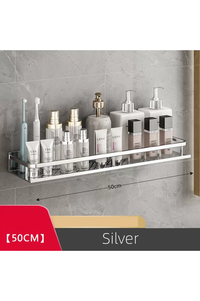 Choice 50cm Bathroom Shelf Organizer 30-50CM Shower Storage Rack Silver Space Aluminum Toilet Shampoo Holde