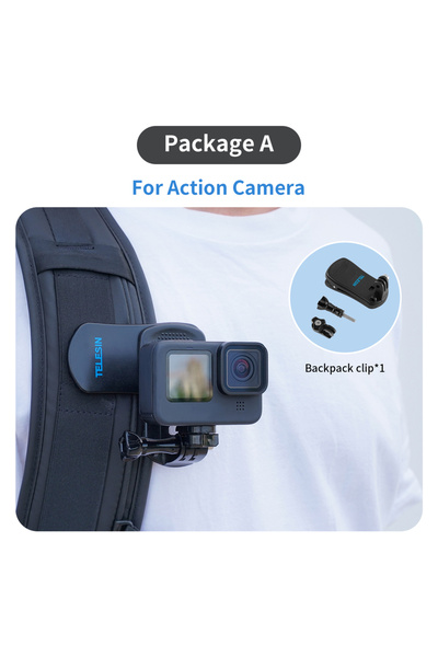 Choice مشبك حقيبة ظهر من تيليسين لكاميرا الحركة، متوافق مع كاميرات GoPro Hero...
