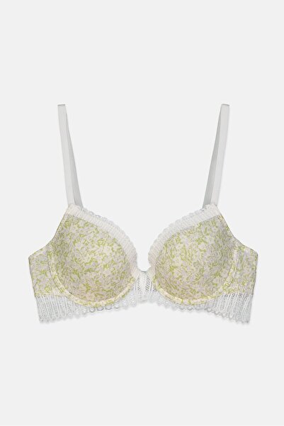Etam حمالة صدر نسائية مبطنة بسلك داخلي من الدانتيل، باللون الأصفر والأخضر وال...