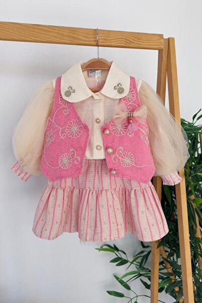 Minigimin Cicileri Set de rochii pentru fete set cu vestă cu broderie vintage...