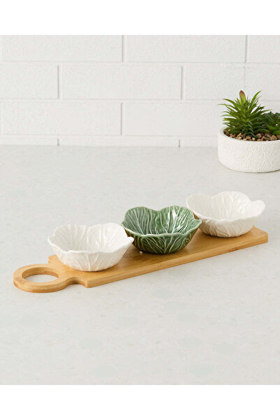 REDTAG Green And White Cabbage Shaped Serving Bowls Set (4 Piece)