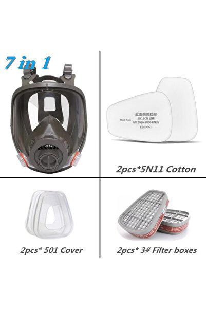 Choice بدلة 7 في 1، قناع غاز متعدد الأغراض بثلاثة منافذ 6800، رش صناعي، فلتر قابل للاستبدال، رذاذ عضوي