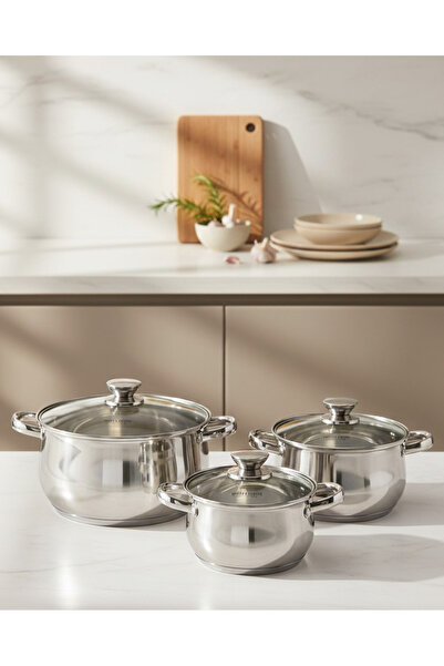 REDTAG Silver Stainless Steel Casserole Set (6 Piece)
