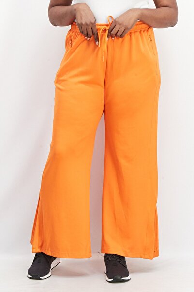 Tribe of 6 Women Regular Fit High Waist Wide Leg Track Pants, Orange