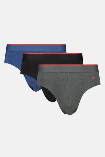 Algspar Men 3 Pieces Plain Briefs, Multicolor