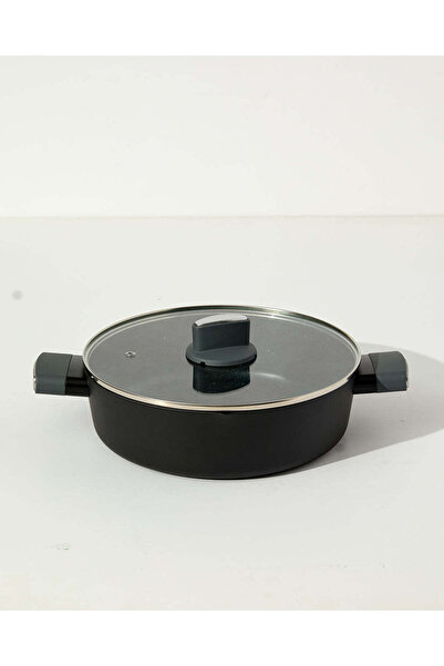 REDTAG Grey Marble Non Stick Low Pot With Glass Lid (28Cm)