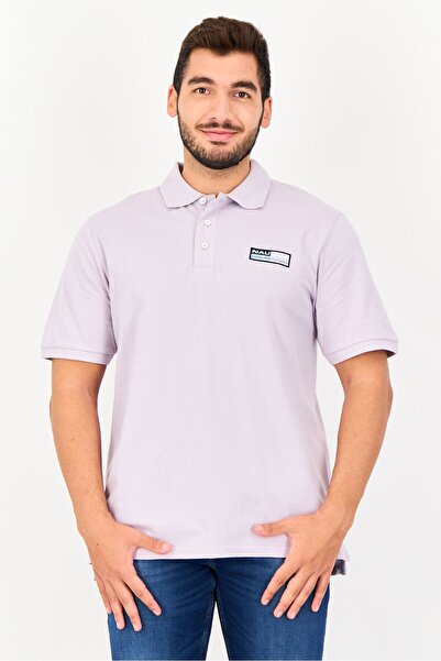 Nautica Men Regular Fit Brand Logo Short Sleeve Polo Shirt, Lavender