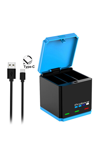 PROBTY شاحن من النوع A لكاميرات GoPro 12 و11 و10، صندوق شحن سريع، صندوق تخزين بطاريات ليثيوم أيون، لكاميرات G