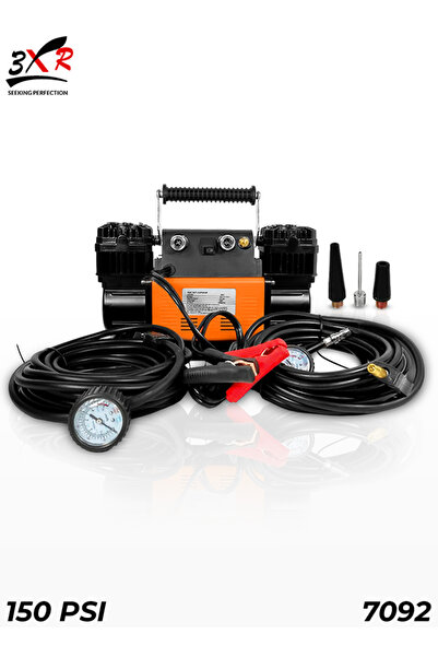 3XR 7092 Dual Cylinder 12V Air Compressor 150PSI 300LPM 1.5HP Heavy Duty Tire Inflator Portable