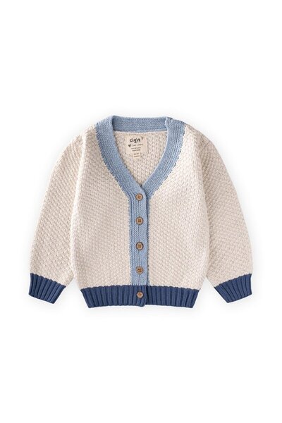 Cigit Tricotaj Cardigan cu nasturi 2-8 ani Albastru natural