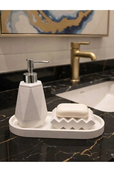 avake home (3'lü set)Banyo seti mermer görünümlü sabunluk