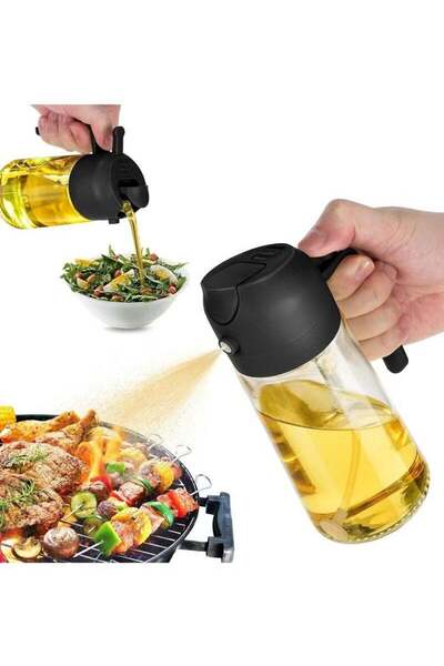 Bukela زجاجة موزع زيت سعة 16 أونصة للمطبخ - موزع زيت زيتون وبخاخ زيت 2 في 1