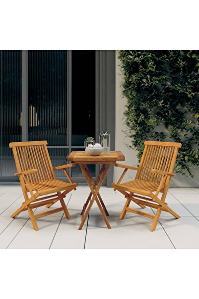 vidaxl 3 Piece Garden Dining Set Solid Wood Teak