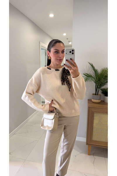 BİRCANÇİL Montana Vanilla Collar Scarf Knitwear