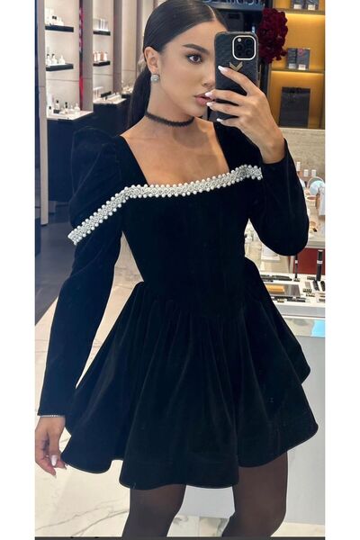 Shop Royal Rochie din Catifea neagra - Perla
