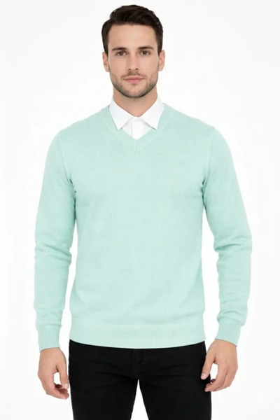 DRESSIFY WOMEN’S FASHION Men's V-Neck Knitwear Sweater Soft Textured Cotton F...