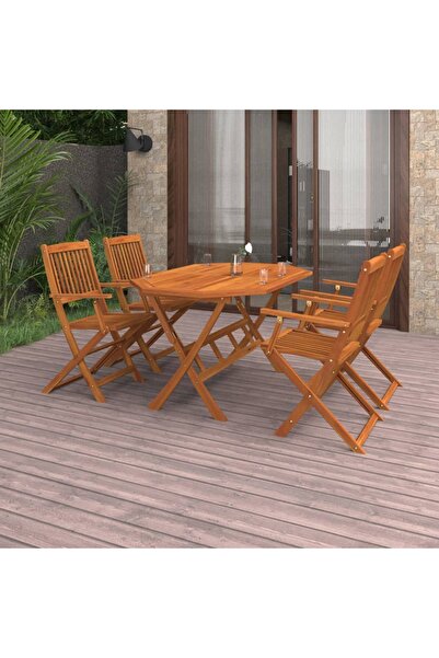 vidaxl طقم طعام للحديقة مكون من 5 قطع من خشب الأكاسيا الصلب