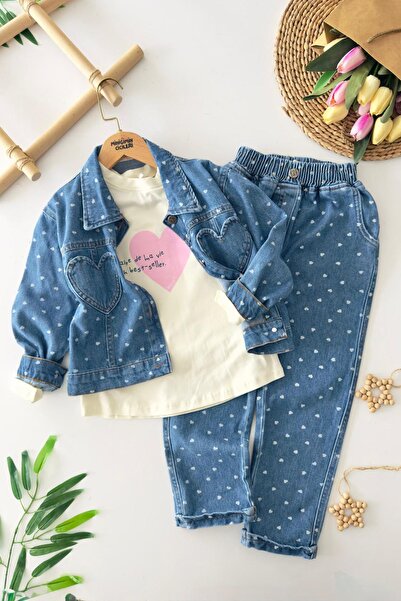 Minigimin Cicileri Set de 3 piese pentru fetiță cu jachetă, cu detaliu de bro...