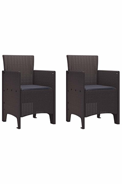vidaxl Garden Chair 2 pcs Brown 53 x 49 x 85 cm Polypropylene
