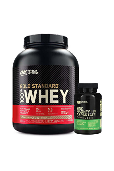 Optimum Nutrition ON Gold Standard 100% Whey Protein + ZMA, 90 CAPs, Mocha Cappuccino, Exclusive Offer Box