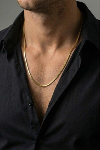 Söğütlü Silver 925 Ayar Gümüş Erkek Kolye Balık Sırtı Ezme Erkek Zincir