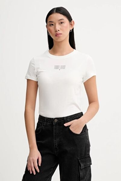 Tommy Hilfiger BEYAZ BASKILI KADIN T-SHIRT
