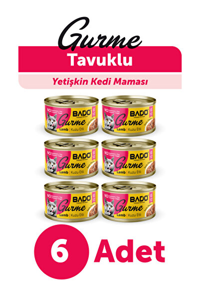 Bado GURME YAŞ YETİŞKİN KEDİ MAMASI KUZU ETLİ 85 GR 6 ADET