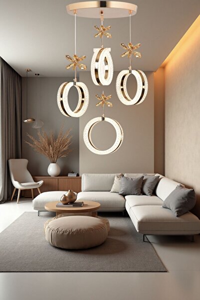 Harnelli 3 Renk Yanabilen 4 Lü Sarkıt Modern Ledli Avize